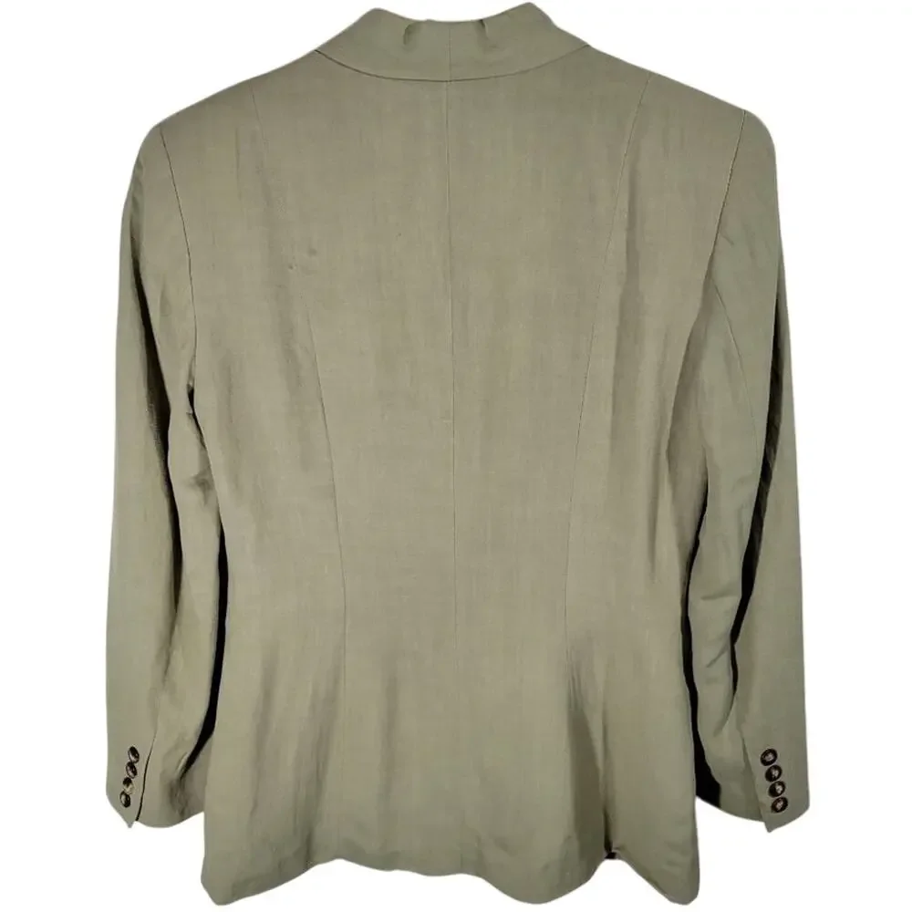Ann Taylor Luciano Tempesta Size 10 Blazer Jacket‎ Beige Linen Blend Made USA
